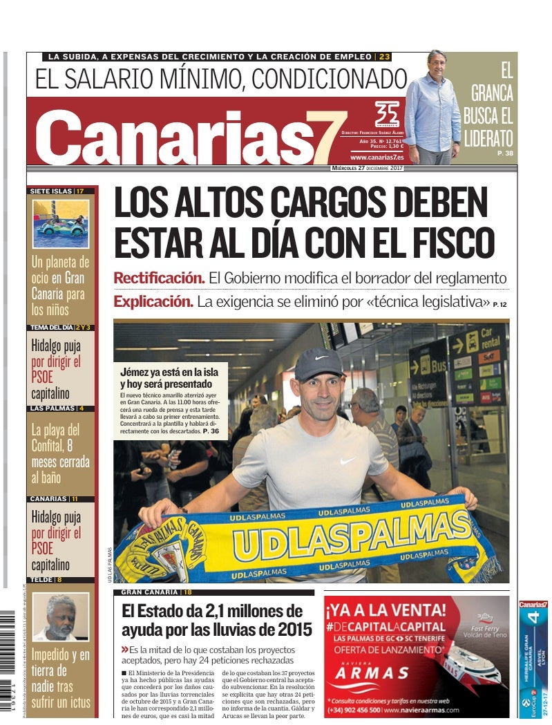 Portada Canarias7 27-12-2017