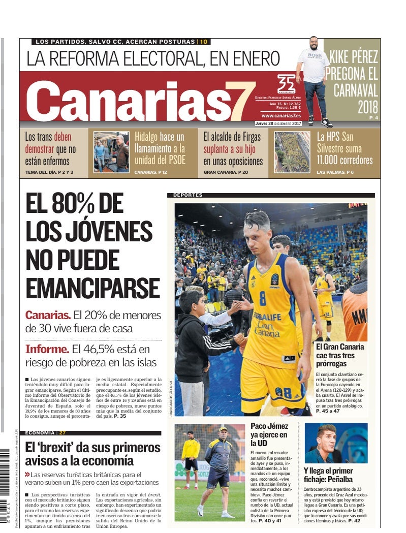 Portada Canarias7 28-12-2017