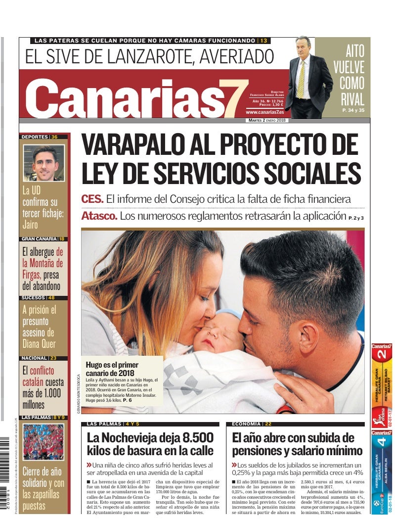 Portada Canarias7 02-01-2018