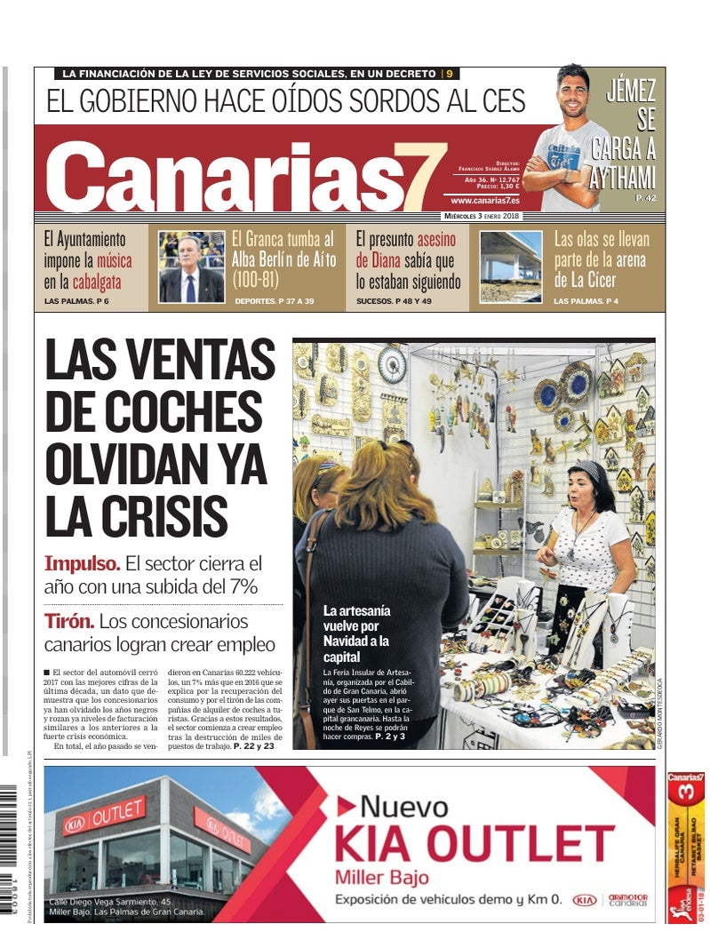 Portada Canarias7 03-01-2018