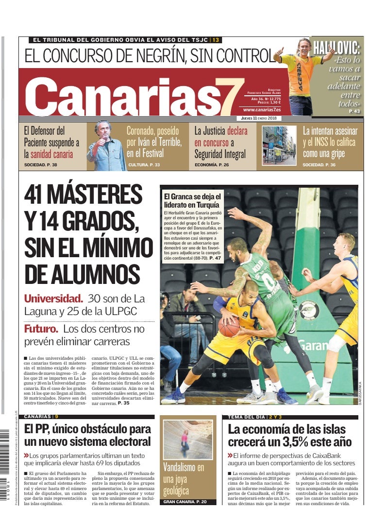 Portada Canarias7 11-01-2018