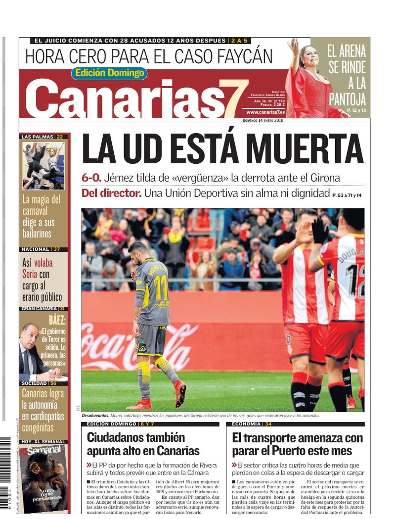 Portada Canarias7 14-01-2018