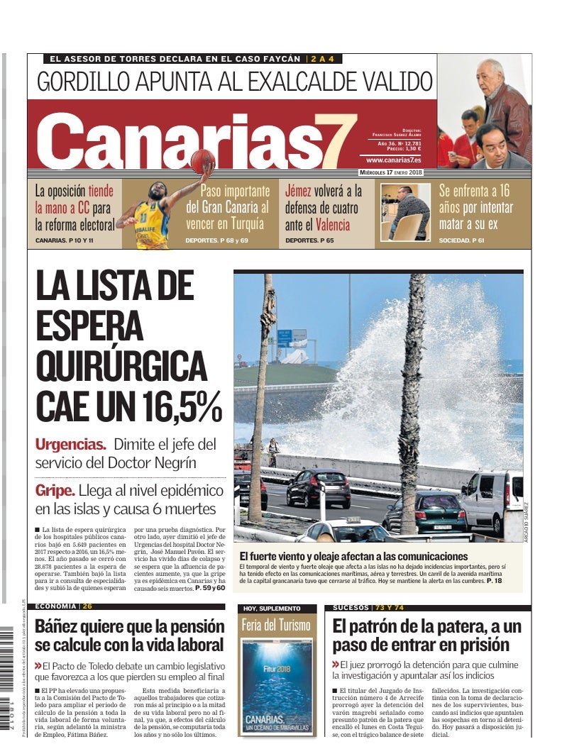 Portada Canarias7 17-01-2018