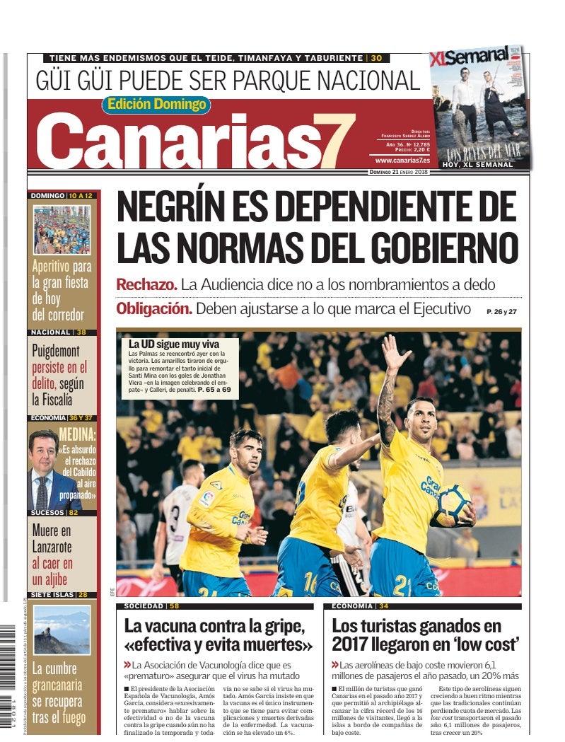Portada Canarias7 21-01-2018