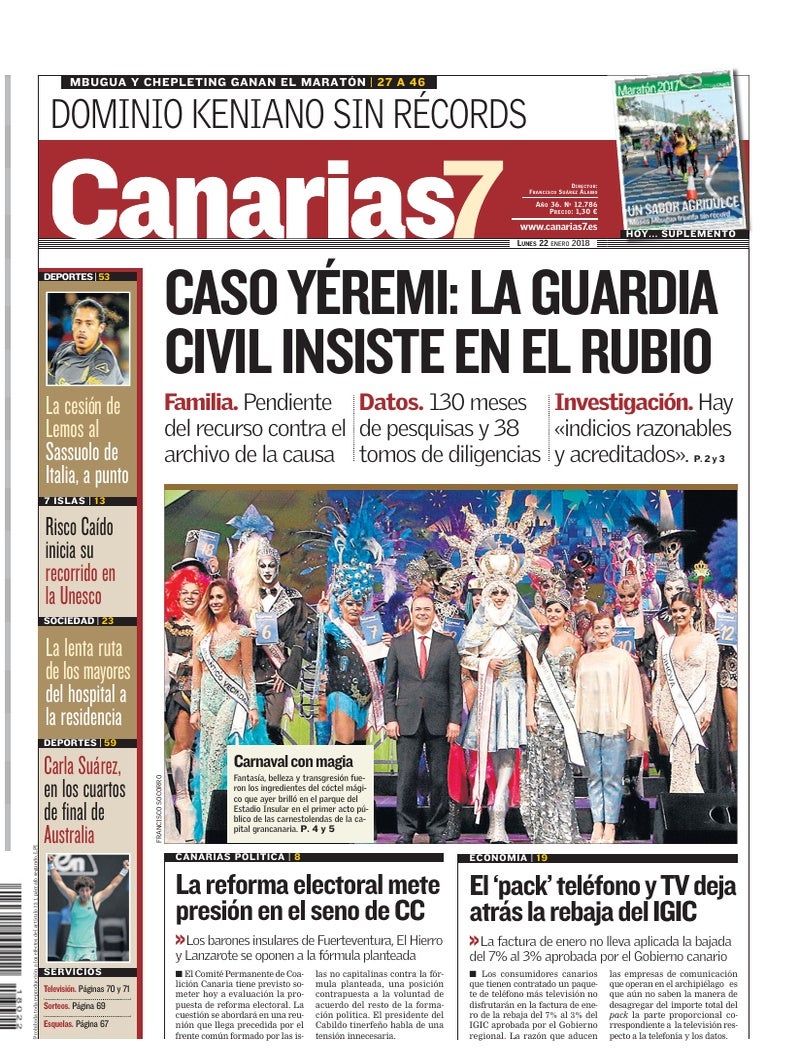 Portada Canarias7 22-01-2018