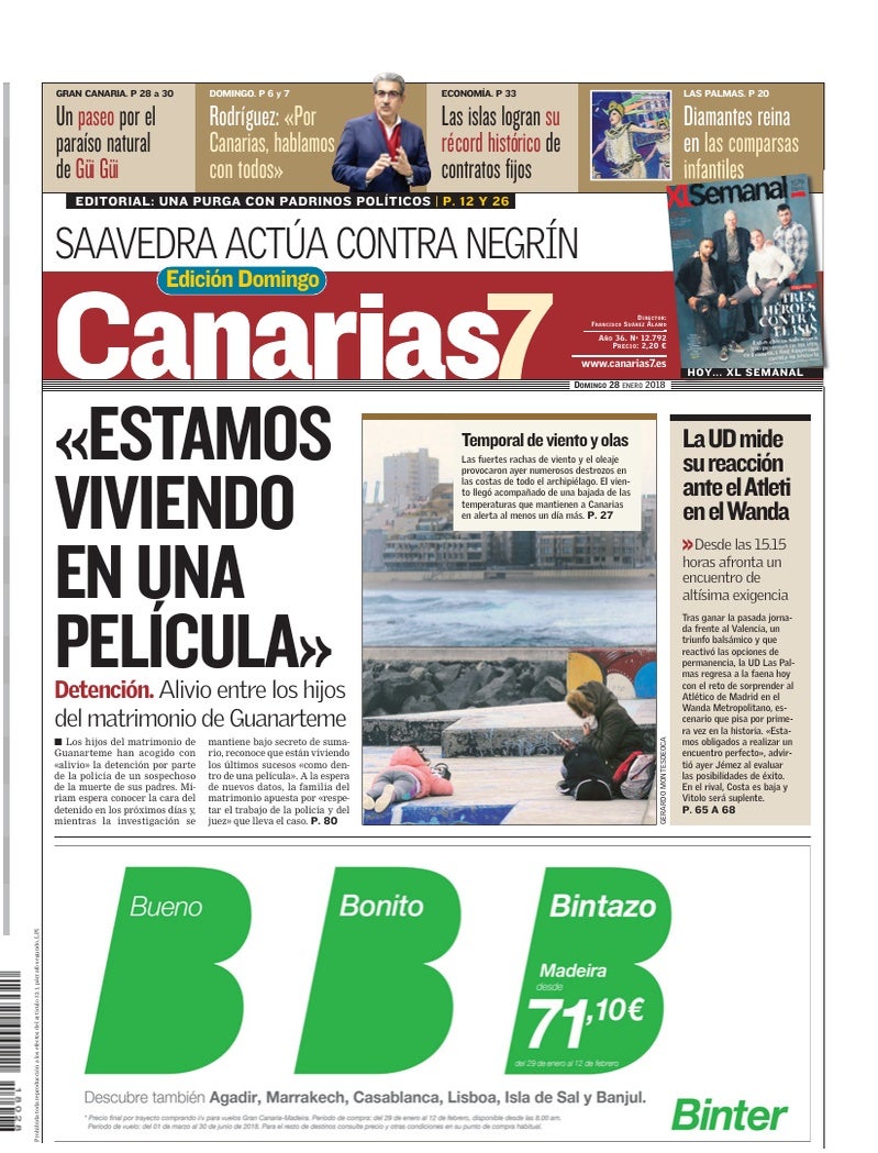 Portada Canarias7 28-01-2018