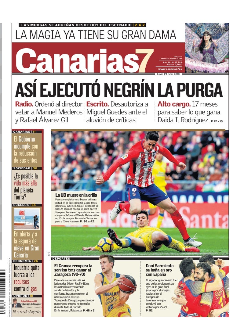 Portada Canarias7 29-01-2018