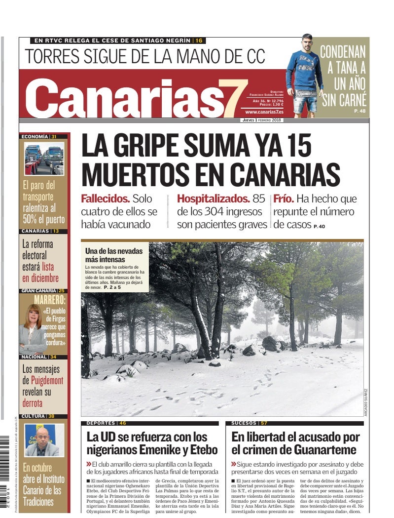 Portada Canarias7 01-02-2018