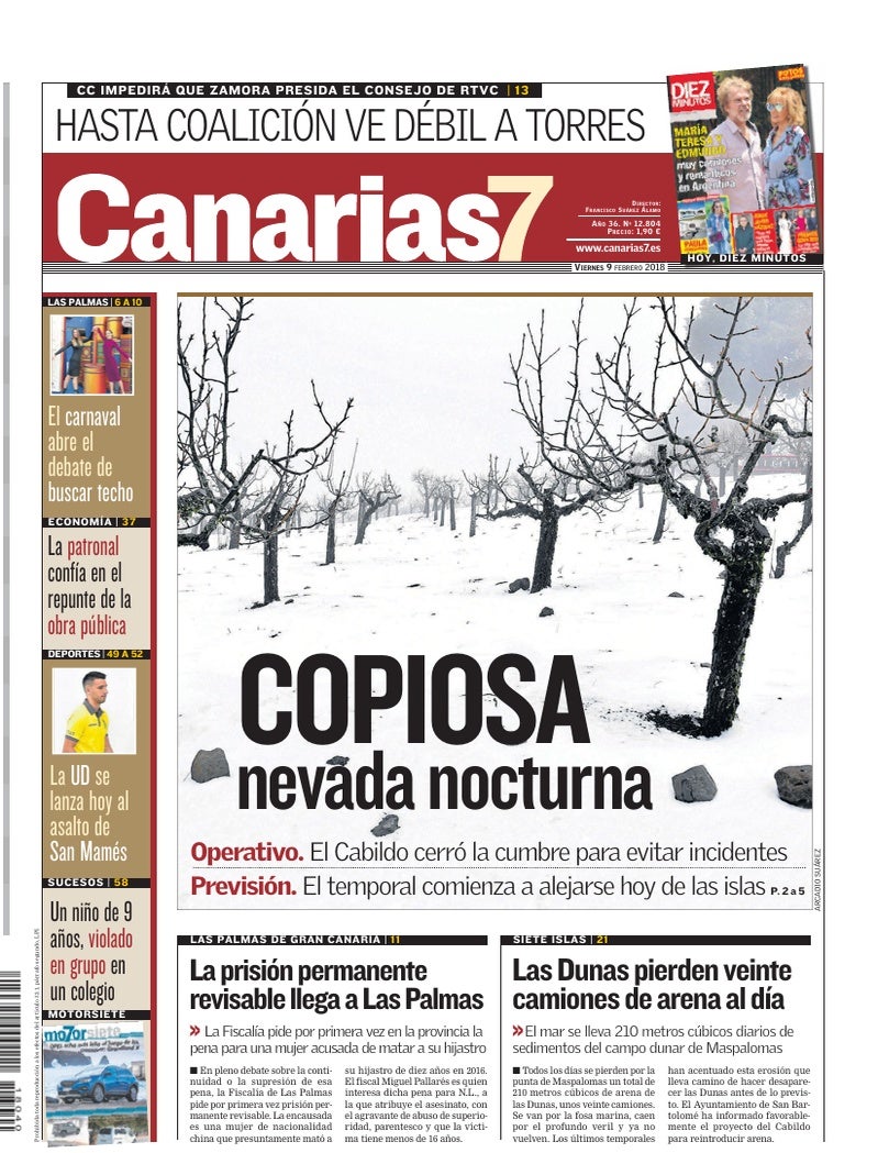 Portada Canarias7 09-02-2018
