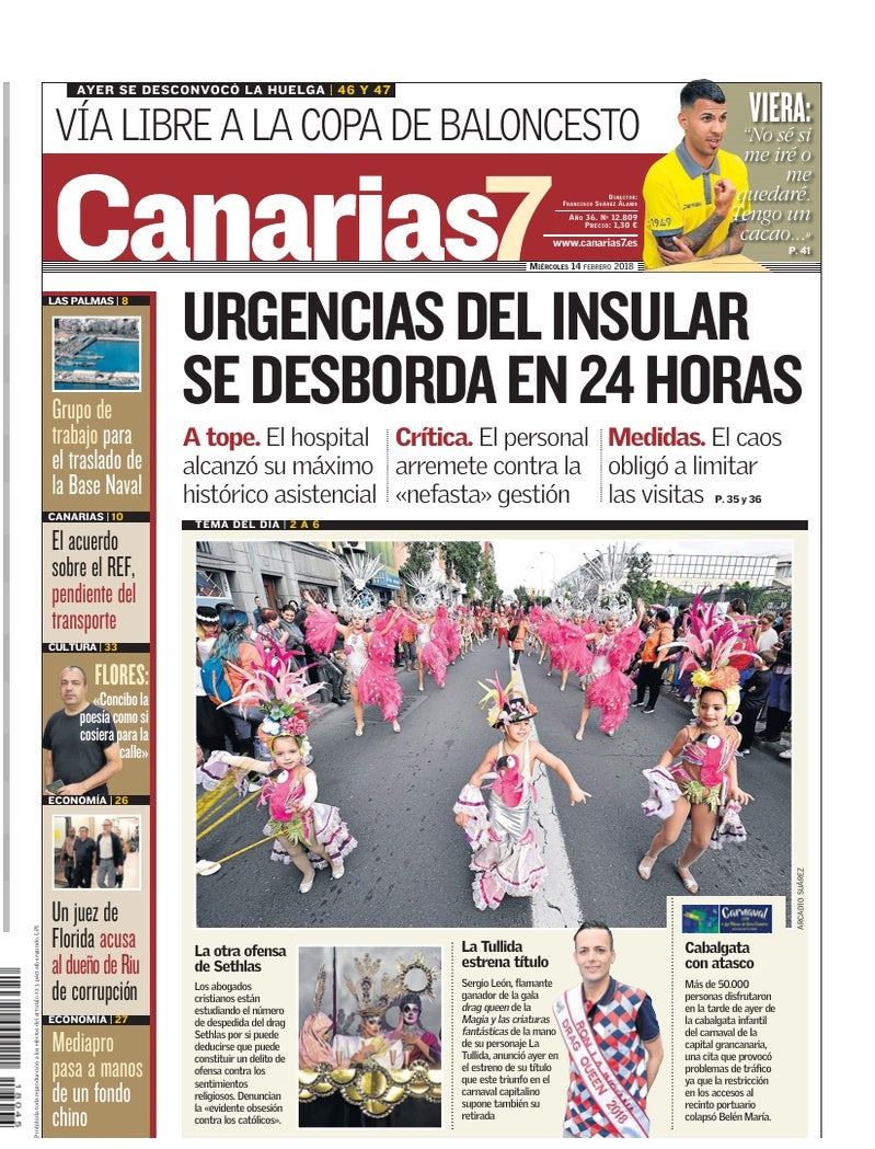 Portada Canarias7 14-02-2018