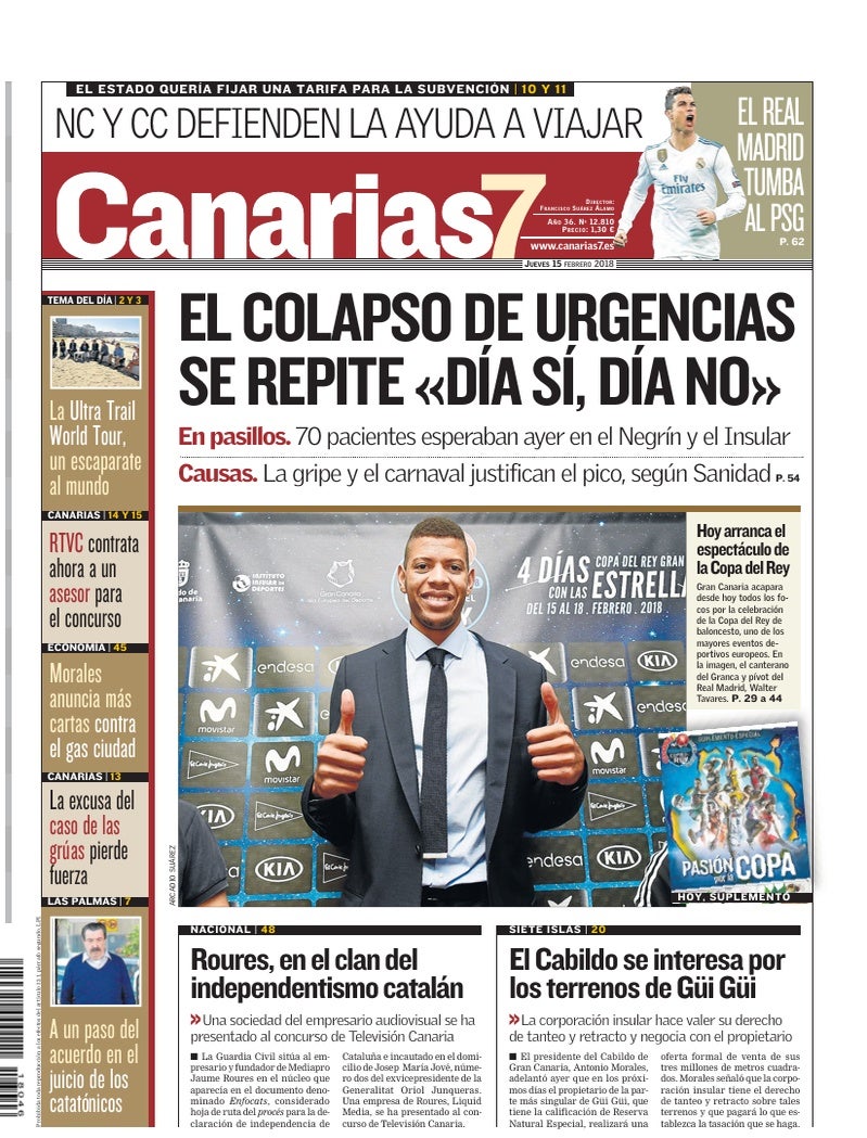Portada Canarias7 15-02-2018