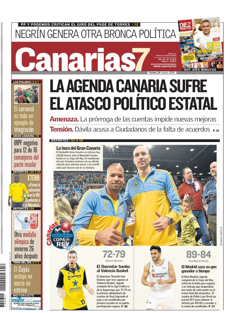 Portada Canarias7 16-02-2018