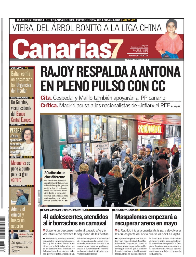 Portada Canarias7 20-02-2018