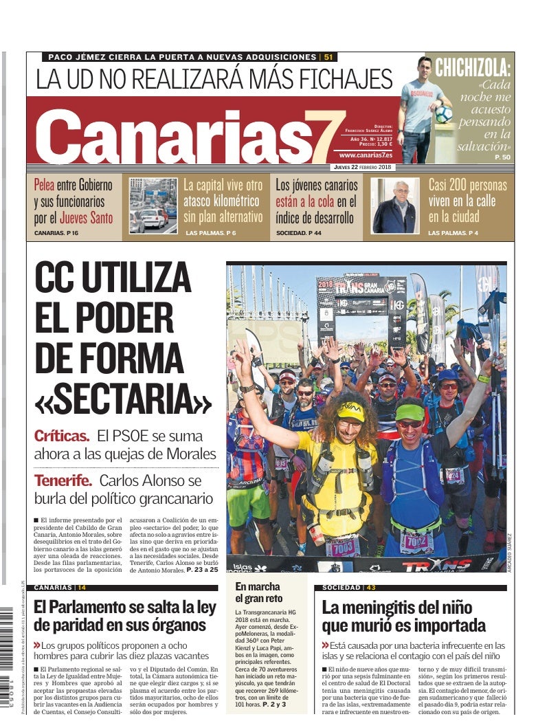 Portada Canarias7 22-02-2018