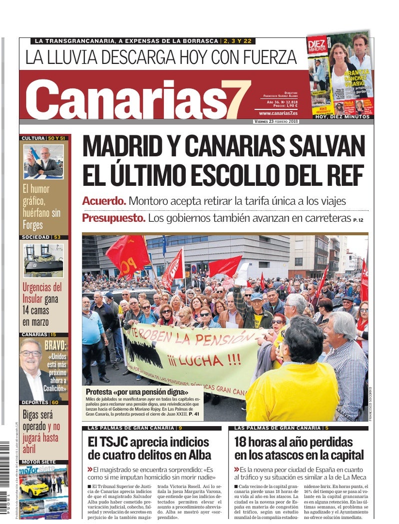 Portada Canarias7 23-02-2018