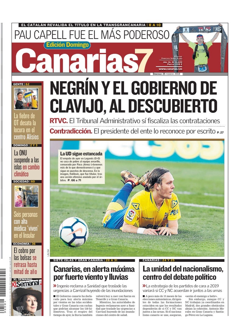 Portada Canarias7 25-02-2018