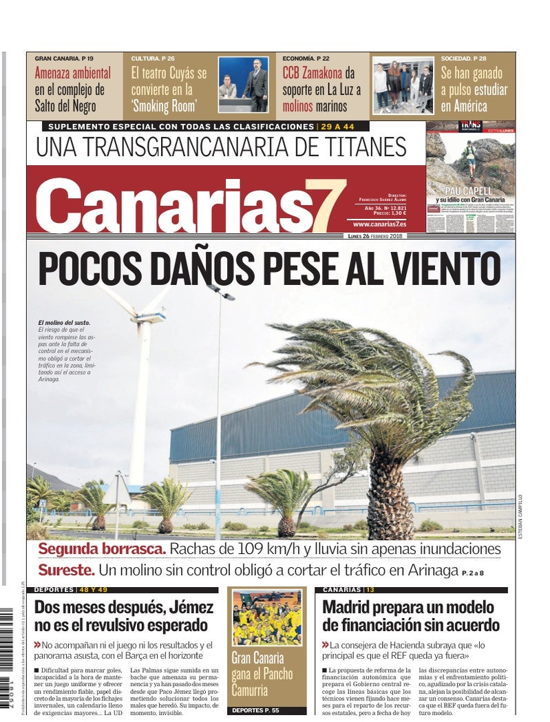 Portada Canarias7 26-02-2018