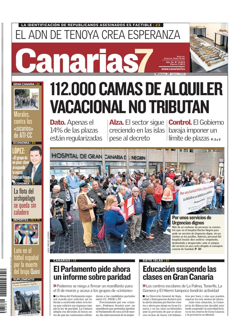 Portada Canarias7 28-02-2018