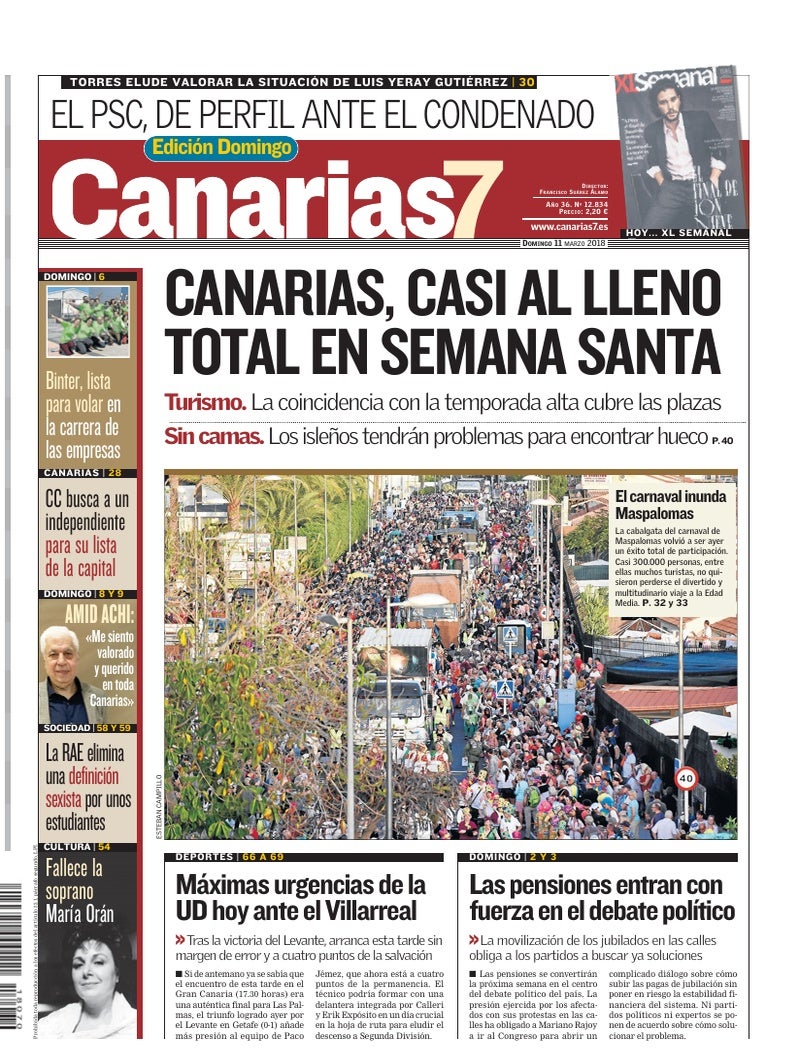 Portada Canarias7 11-03-2018