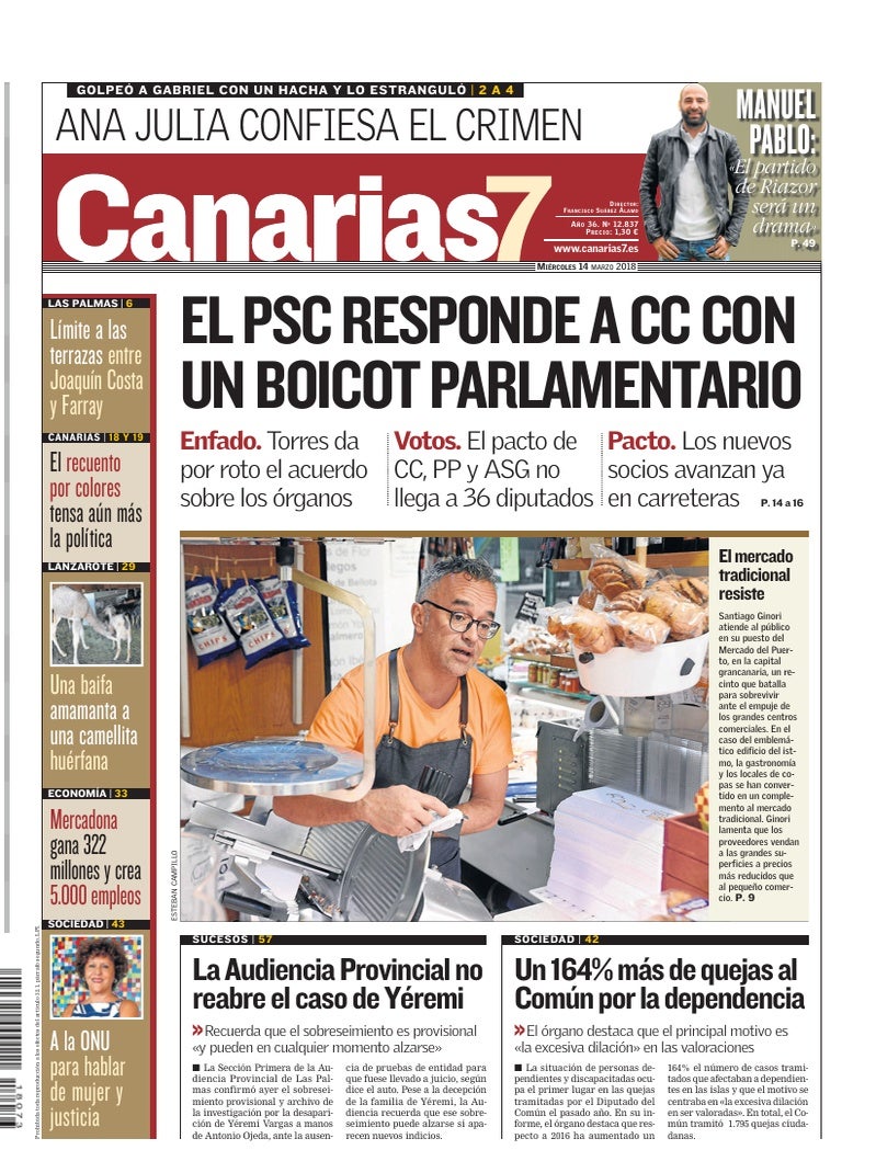 Portada Canarias7 14-03-2018