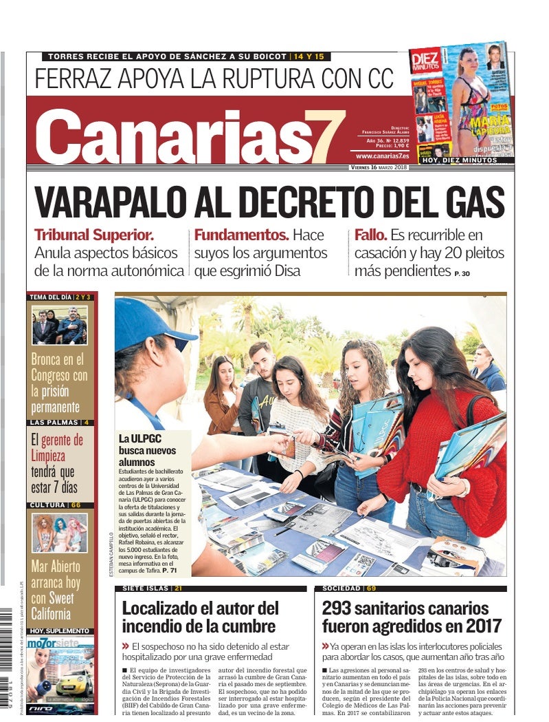 Portada Canarias7 16-03-2018