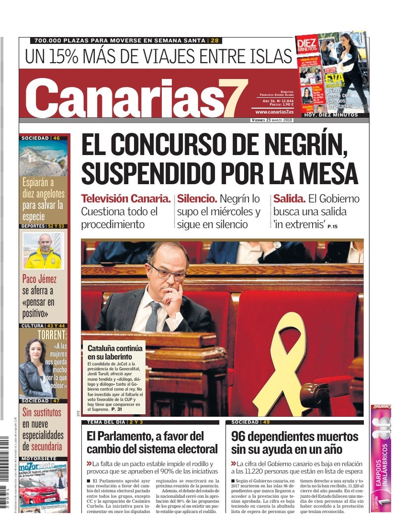 Portada Canarias7 23-03-2018