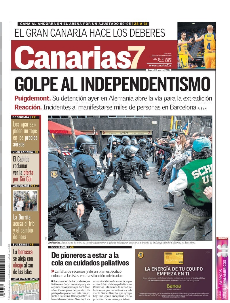 Portada Canarias7 26-03-2018