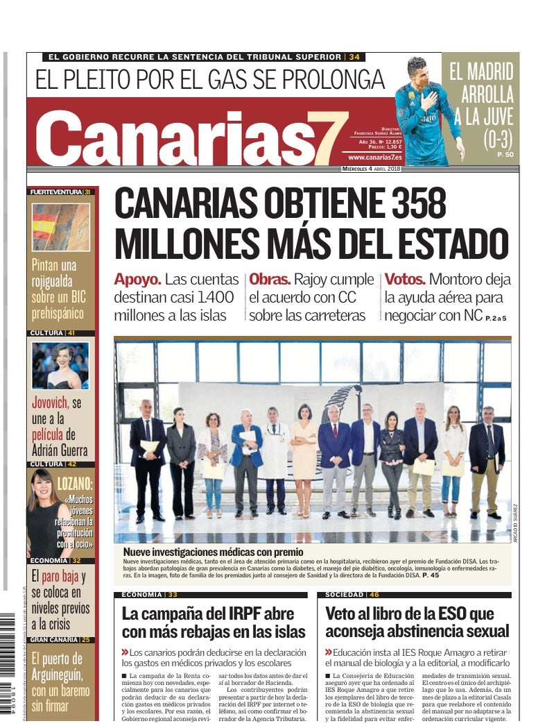Portada Canarias7 04-04-2018