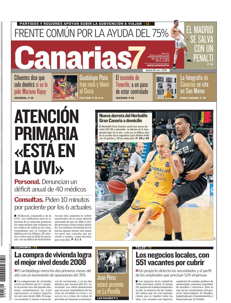 Portada Canarias7 12-04-2018