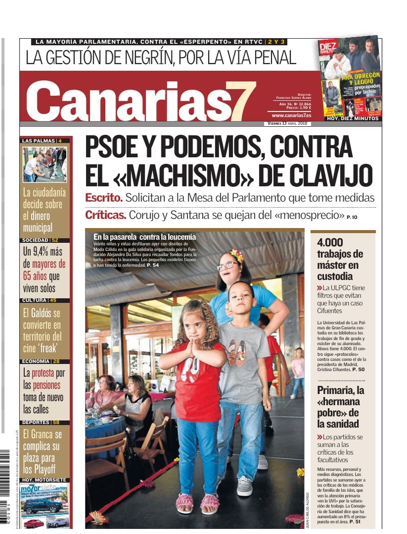 Portada Canarias7 13-04-2018
