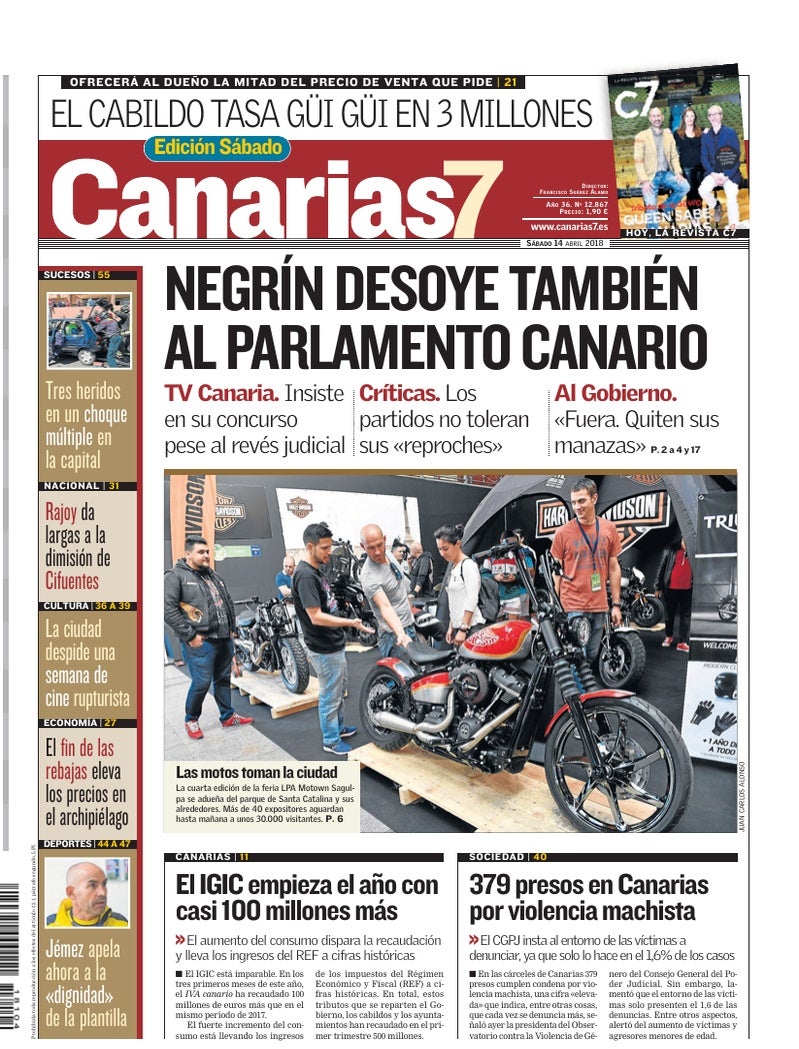 Portada Canarias7 14-04-2018