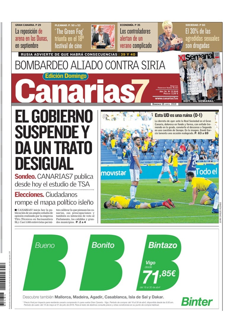 Portada Canarias7 15-04-2018
