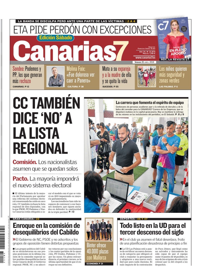 Portada Canarias7 21-04-2018