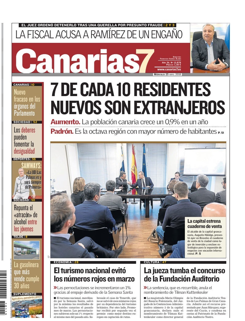 Portada Canarias7 25-04-2018