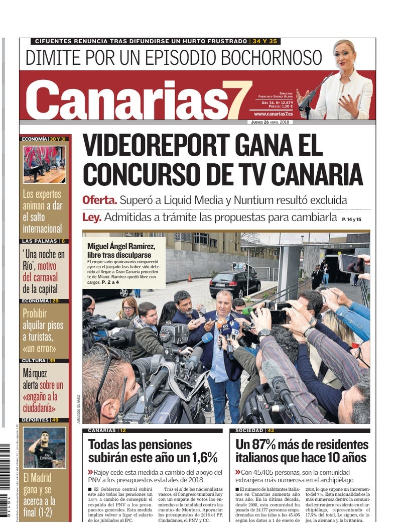 Portada Canarias7 26-04-2018
