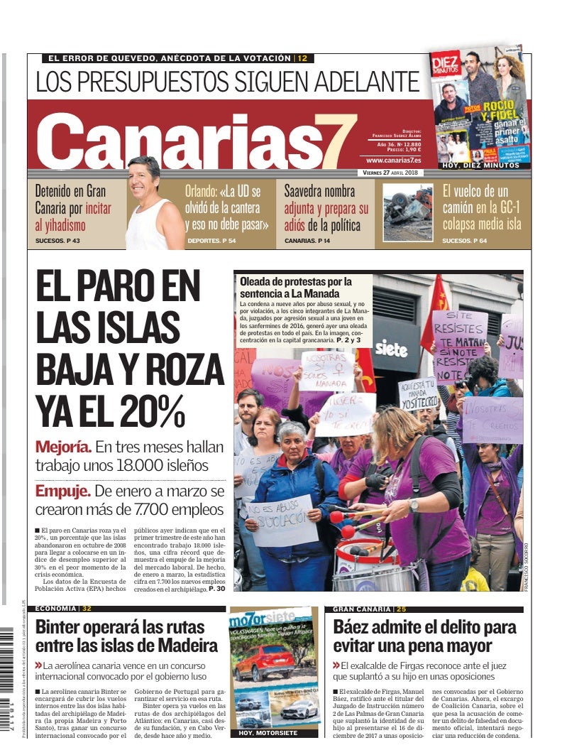 Portada Canarias7 27-04-2018