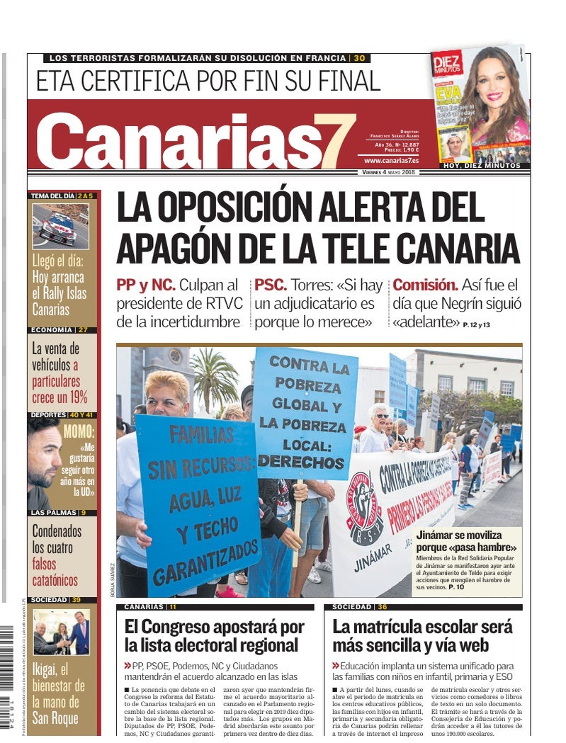 Portada Canarias7 04-05-2018