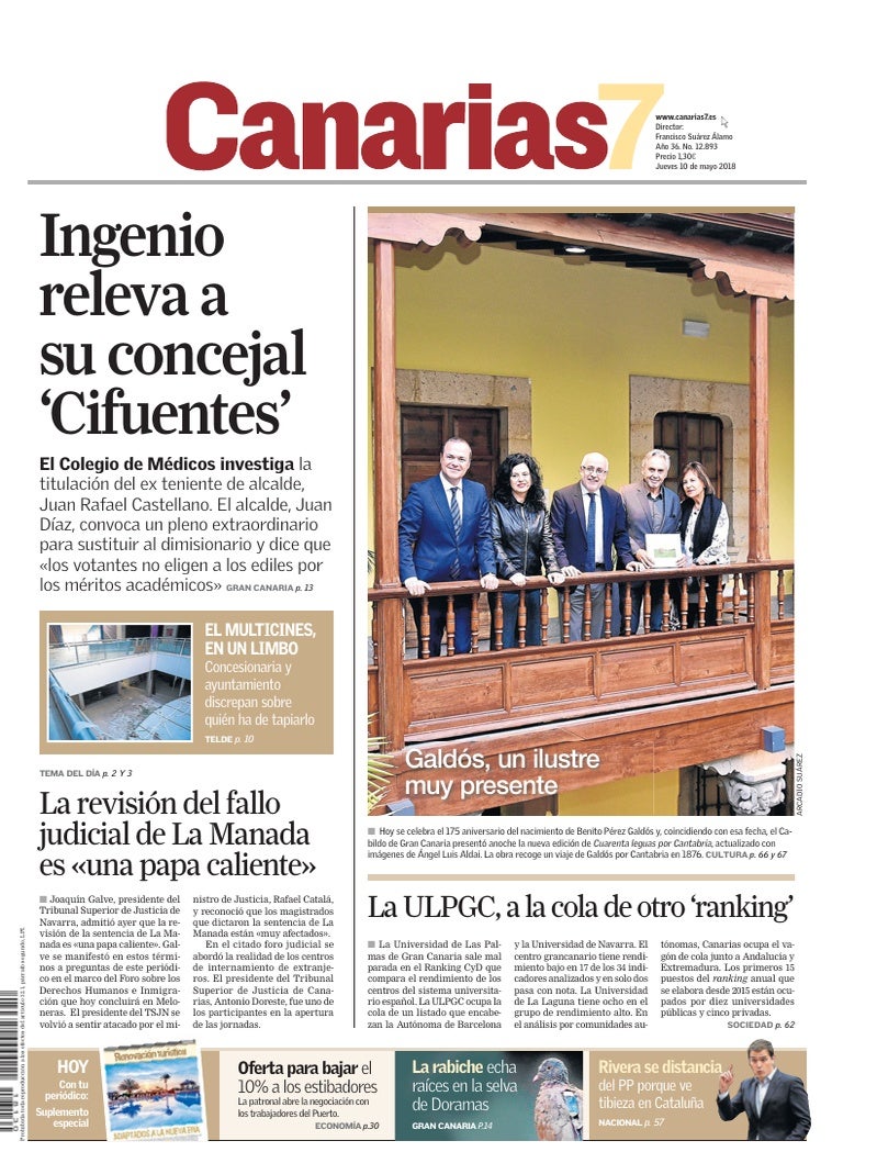 Portada Canarias7 10-05-2018