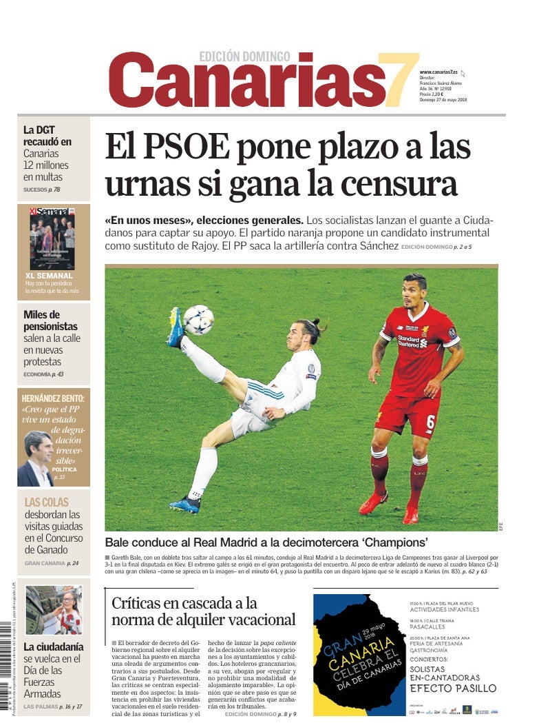 Portada Canarias7 27-05-2018