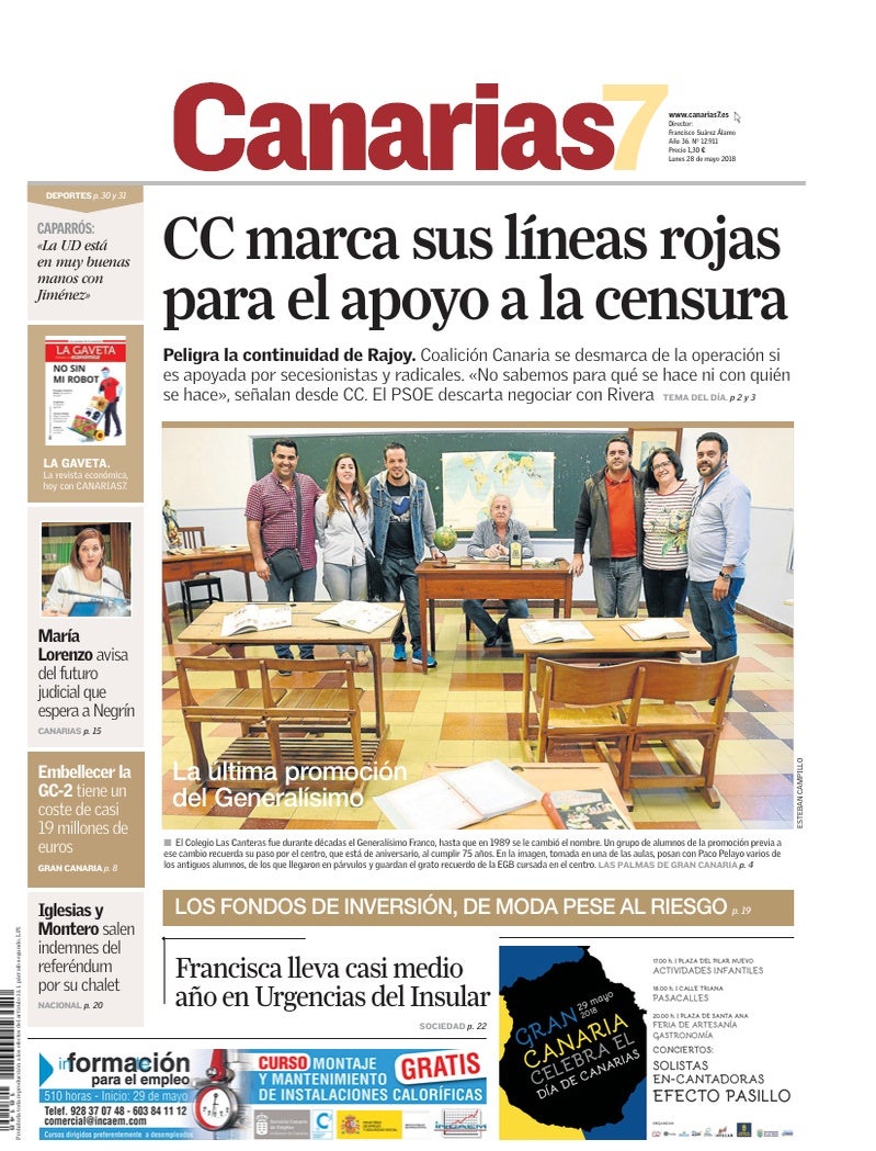Portada Canarias7 28-05-2018
