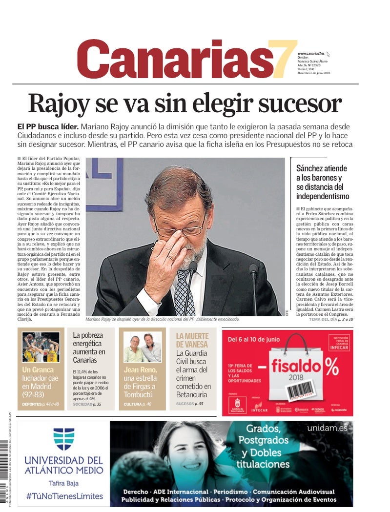 Portada Canarias7 06-06-2018