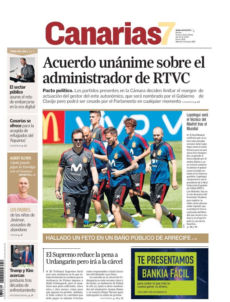 Portada Canarias7 13-06-2018