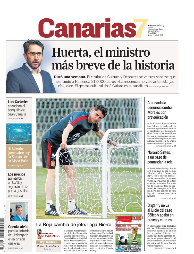 Portada Canarias7 14-06-2018