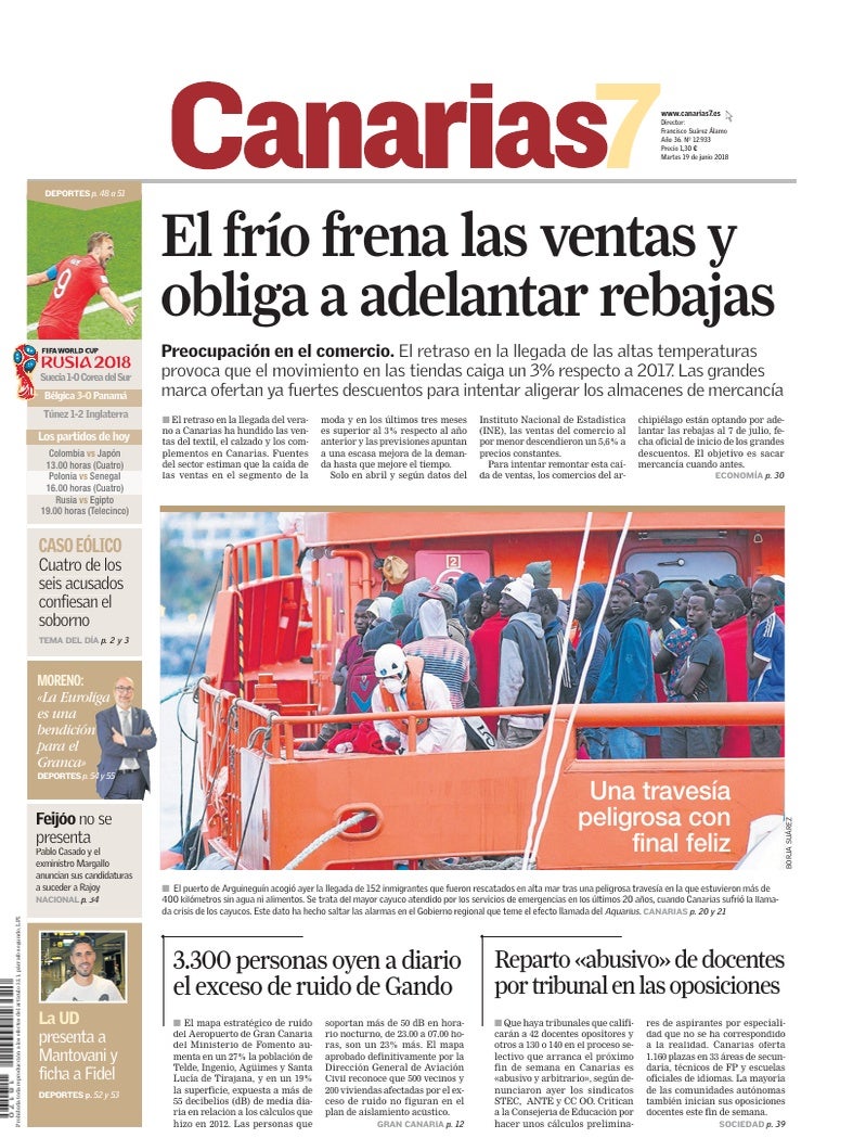 Portada Canarias7 19-06-2018