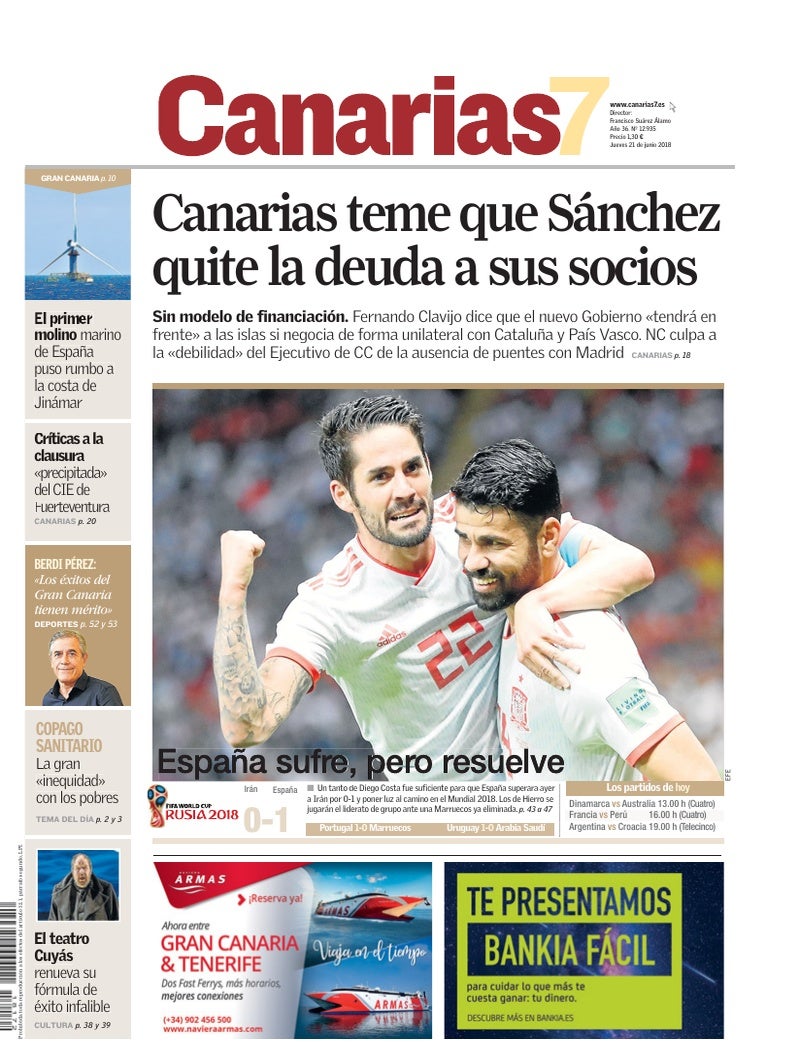 Portada Canarias7 21-06-2018