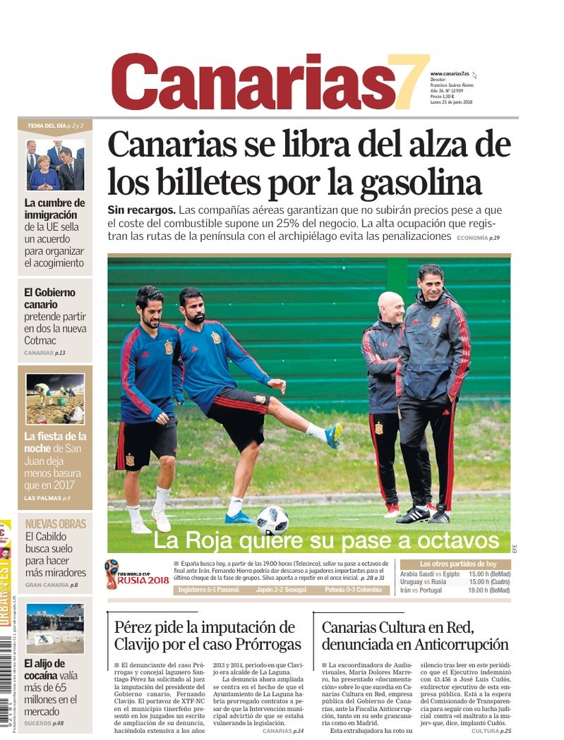 Portada Canarias7 25-06-2018