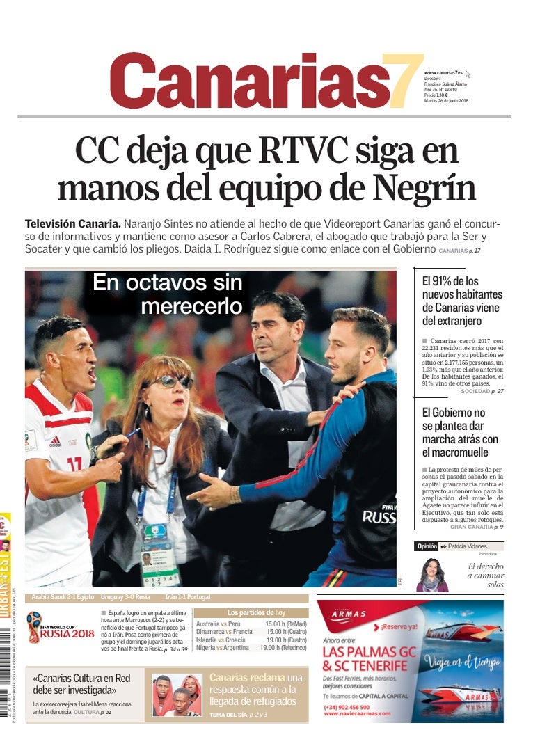 Portada Canarias7 26-06-2018