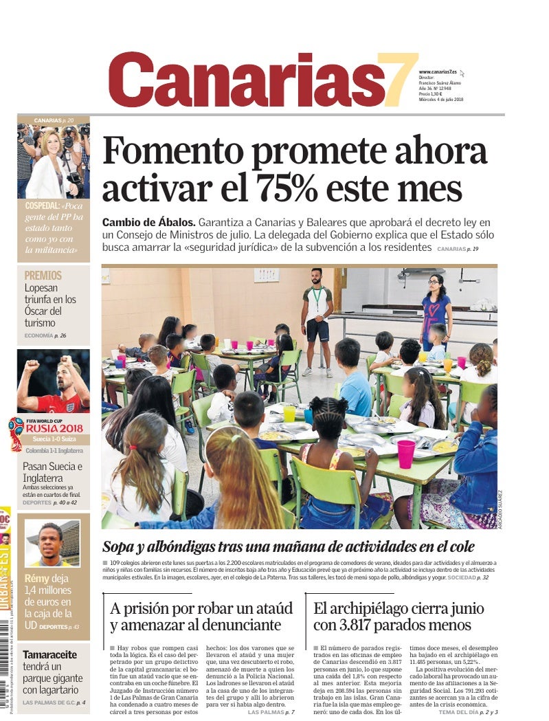Portada Canarias7 04-07-2018