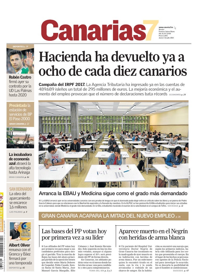 Portada Canarias7 05-07-2018