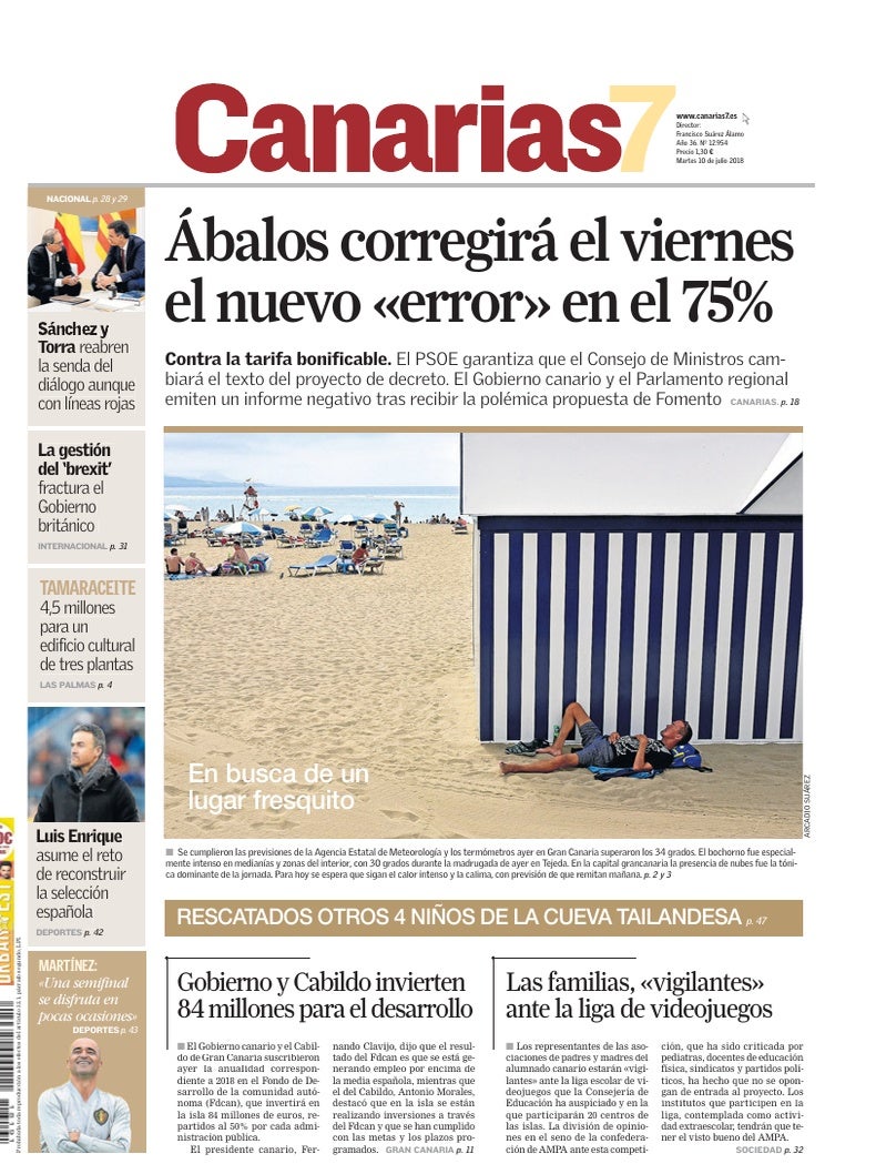 Portada Canarias7 10-07-2018
